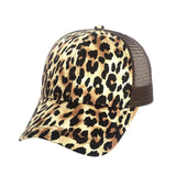 MISSKY Mesh Leopard Ponytail Baseball Cap For Women Baseball Hat Snapback Summer Casual Girls Hip Hop Sport Female Hats New