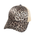 MISSKY Mesh Leopard Ponytail Baseball Cap For Women Baseball Hat Snapback Summer Casual Girls Hip Hop Sport Female Hats New