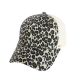 MISSKY Mesh Leopard Ponytail Baseball Cap For Women Baseball Hat Snapback Summer Casual Girls Hip Hop Sport Female Hats New
