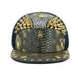 5PCS/LOT SINGYOU Europe America Fashion Snake Skin Rivet Hat Mens Hip Hop Flat Brim Bone Cap Street Metal Snapback Hats