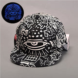2017 Fashion Glowing Graffiti Baseball Cap Hip Hop Blue Fluorescent Dad Snapback Caps Men Casquette Women Boy Bone Hat Snap Back